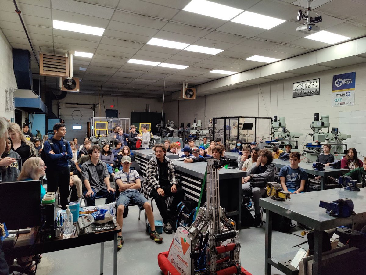 Our manufacturing classroom was bursting at the seams with all of the students interested in being part of the robotics team this year!