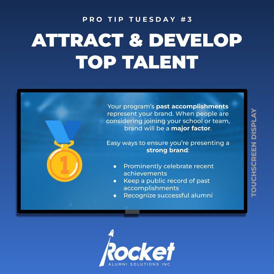 alumni_rocket's tweet photo. Who's ready for #RocketProTipTuesday? π₯
Today's topic: Attract & Develop Top Talent π§π½βπΌ
Each Tuesday, we feature top ways you can recognize and celebrate the achievements in your school community.
To learn more, schedule a meeting with our team: https://t.co/4EAAZiBplo https://t.co/IfTSWf9AgL