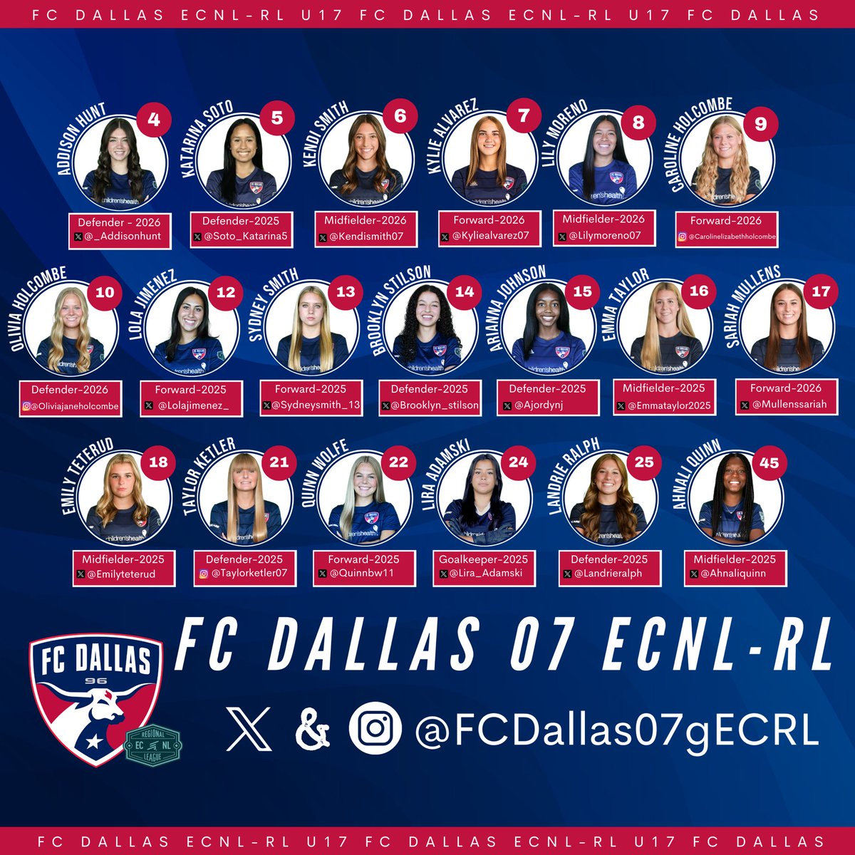 FC Dallas 07/06G ECNL RL1 (@fcdallas07gecrl) on Twitter photo Meet the 2023-24 FC Dallas ECNL RL U17 Team Coached by Jamie Lovegrove and Matt Grubb! #DTID @FCDwomen <a href="/ECNLgirls/">ECNL Girls</a> <a href="/shamuslove4/">Jamie Lovegrove</a> <a href="/mattgrubb16/">Matt Grubb</a> Meet the 2023-24 FC Dallas ECNL RL U17 Team Coached by Jamie Lovegrove and Matt Grubb! #DTID @FCDwomen <a href="/ECNLgirls/">ECNL Girls</a> <a href="/shamuslove4/">Jamie Lovegrove</a> <a href="/mattgrubb16/">Matt Grubb</a>