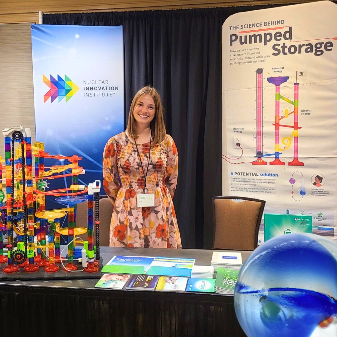 'Wait, is that a marble run?'

We're all set up at the @EnrgyStorageCAN Conference in Toronto. 

A marble run is a fantastic learning tool for teaching the potential of energy storage, using–potential energy! @TCEnergy

#ChargingNetZero #PumpedStorage #EnergyStorage