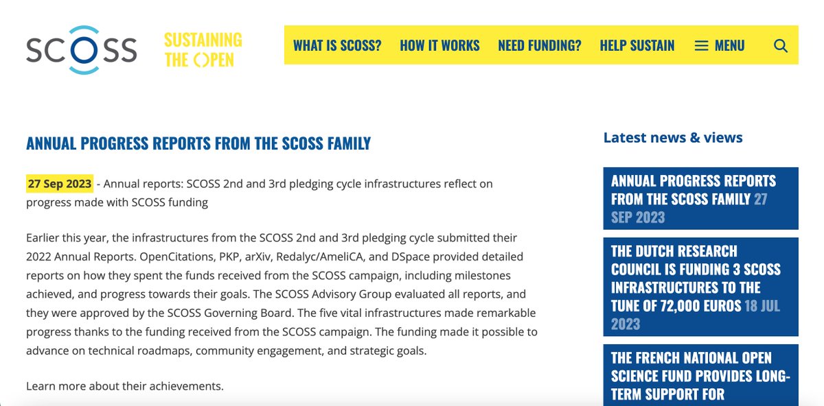 Redalyc's tweet image. A few days ago, @scossfunding submitted their 2022 annual progress reports of 2nd and 3rd funding cycle infrastructures.
@Redalyc @UAEM_MX appreciates all organizations that have contributed to these infrastructures through #SCOSS!
Check the reports here👉scoss.org/annual-progres…