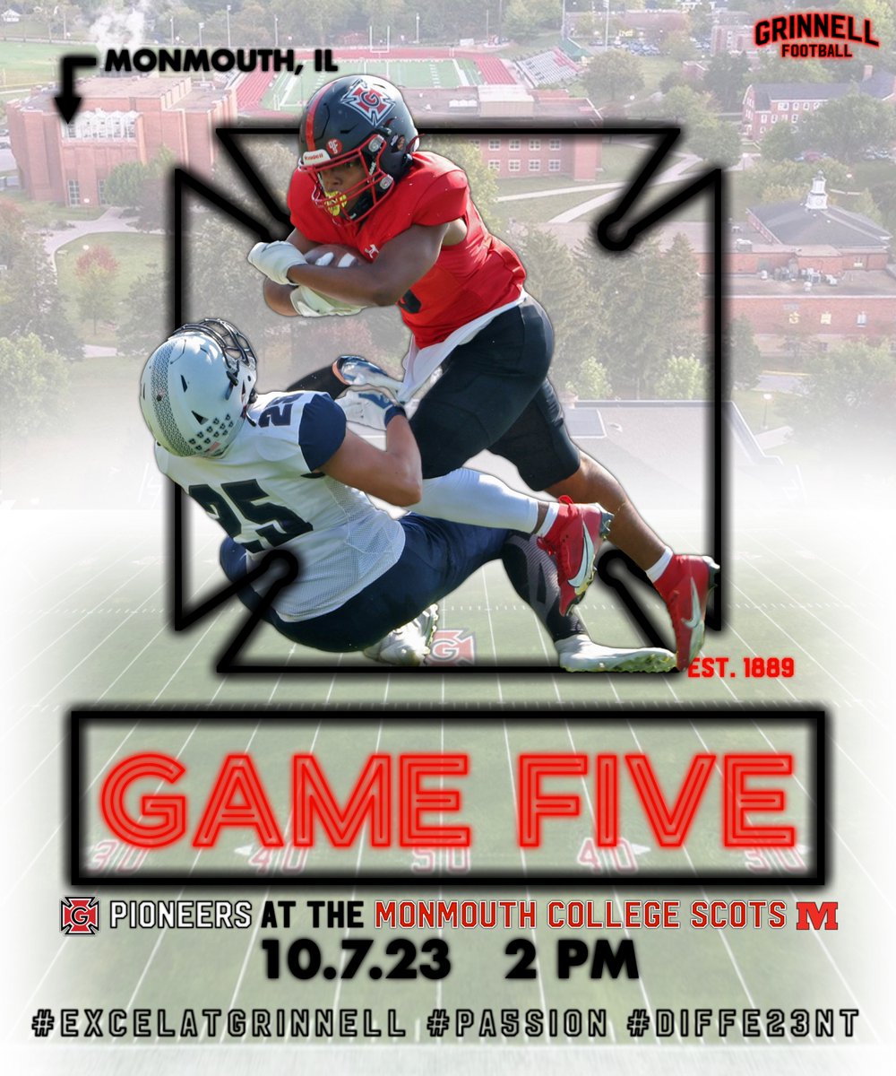 Grinnell College Football (@grinnell_fb) on Twitter photo Road trippin'!
The guys head to Monmouth, IL to take on the Scots for our game five matchup!
Kickoff against Monmouth College is set for 2 PM CST this Saturday, October 7th!
#ExcelatGrinnell #PA5SION #DIFFE23NT Road trippin'!
The guys head to Monmouth, IL to take on the Scots for our game five matchup!
Kickoff against Monmouth College is set for 2 PM CST this Saturday, October 7th!
#ExcelatGrinnell #PA5SION #DIFFE23NT