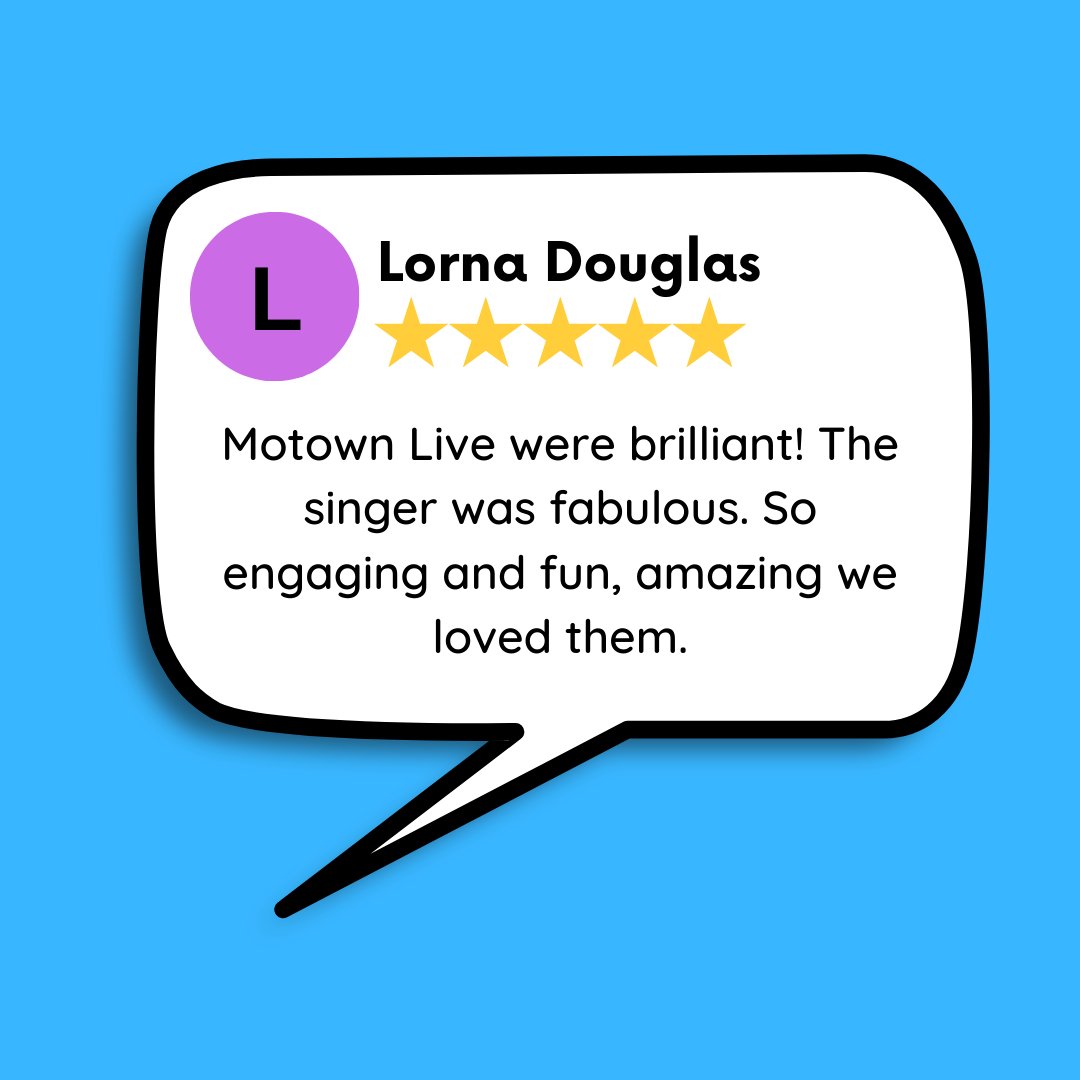 #TestimonialThursday a fantastic testimonial we received for 'Motown Live' after their performance at Lorna's Birthday party a few weeks back!

Check out Motown Live here: bit.ly/3Q0zczL