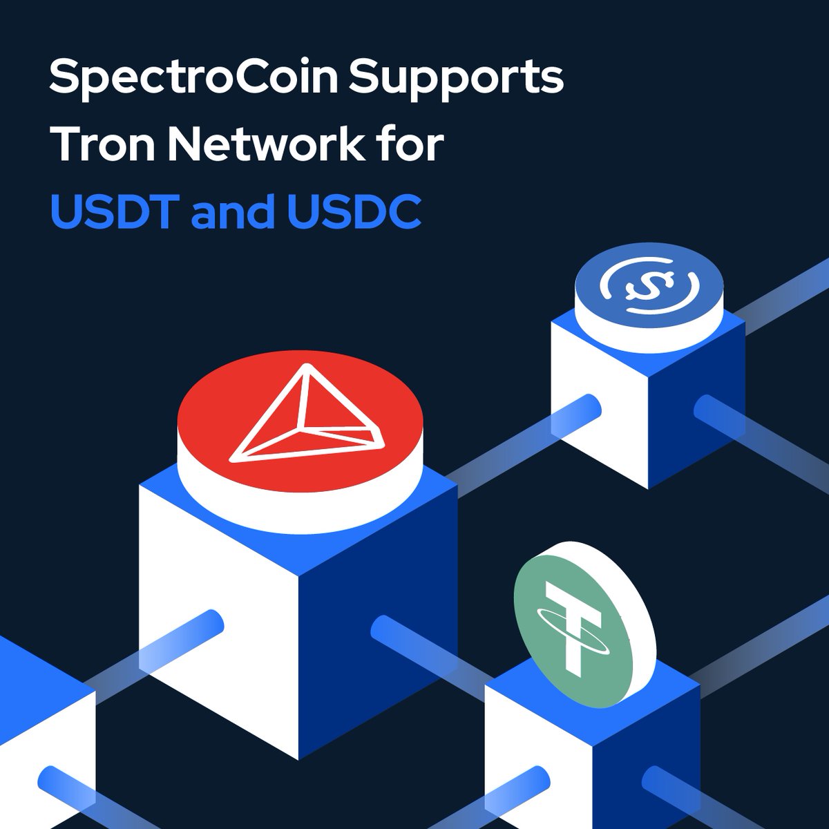We are happy now to support the Tron network for USDT and USDC stablecoins so that you can take advantage of Tron’s high speed and low fees.

We have prepared a short tutorial on managing USDT (TRC20) and USDC (TRC20) in case of doubt:

blog.spectrocoin.com/spectrocoin-su…