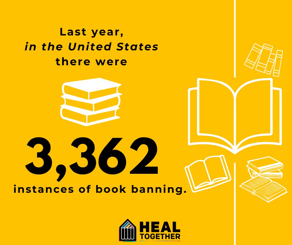 HEAL Together (@healschools) on Twitter photo Book banning in the US is on the rise - over 3,300 instances in school districts & libraries across the country last year.
It's #BannedBooksWeek - learn what you can do to stop book bans in your community. Start w/ <a href="/PENamerica/">PEN America</a>'s resources here - pen.org/report/book-ba… Book banning in the US is on the rise - over 3,300 instances in school districts & libraries across the country last year.
It's #BannedBooksWeek - learn what you can do to stop book bans in your community. Start w/ <a href="/PENamerica/">PEN America</a>'s resources here - pen.org/report/book-ba…