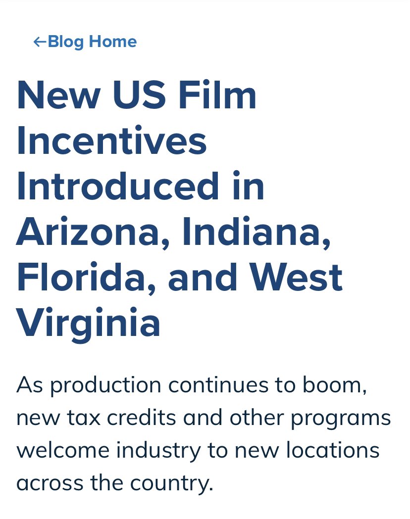 salfarorotondo's tweet photo. Alrededor del 70% de los Estados de E.E.U.U ofrecen incentivos fiscales y otros beneficios a empresas cinematográficas y audiovisuales. En el contexto de la pandemia, algunos expandieron los beneficios para incentivar el crecimiento económico como los hicieron Arizona e Indiana. https://t.co/PB3knyoXjJ