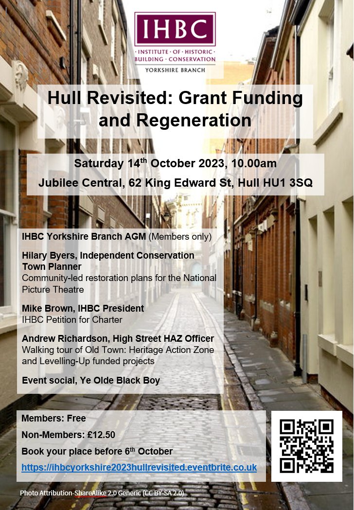IHBC_Yorkshire's tweet photo. Last few days to get tickets to our event in Hull on Saturday 14th October. Hopefully, we'll see you there! Members and non-members welcome  …https://t.co/90lRYkiehl https://t.co/Va2RSLSpqT