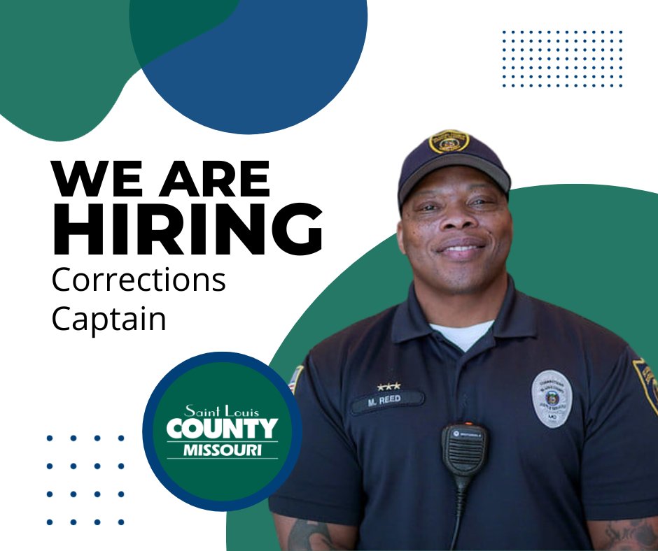 The St. Louis County Department of Justice Services is looking for an experienced corrections professional interested in becoming Corrections Captain.  Apply here: ow.ly/wAKh50PSwNx
