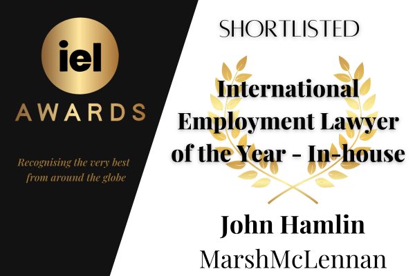 Pleased and honored to be shortlisted for the International Employment  Lawyer (<a href="/IEL_reports/">International Employment Lawyer</a>) inaugural IEL Awards in the category of International Employment Lawyer of the Year - In-House. Thank you IEL and congratulations to all those shortlisted!