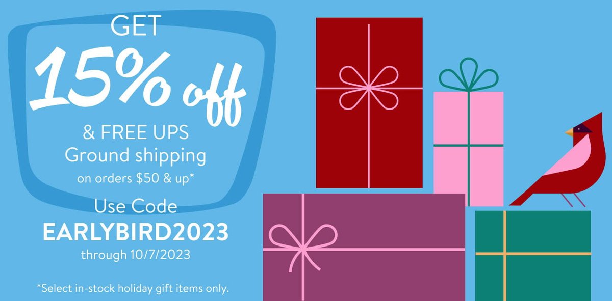 🌟 Enjoy our early bird promotion: Save 15% and get free UPS ground shipping on orders $50+ when you shop for select in-stock holiday gifts using code: EarlyBird2023 from now until October 7th. 🎁🚚 🛍️#EarlyBirdPromo #HolidayShopping #GreatDeals #KaplanCo bit.ly/3F3uT0C