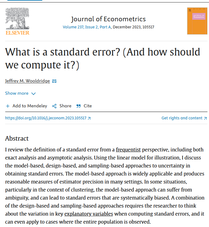 LuigiBiagini's tweet photo. A new paper by @jmwooldridge 👇. Sometimes, the basis of statistics can be reevaluated to consider unexpected aspects that, at the first approach, were been overlooked. https://t.co/duk1KaACRw https://t.co/G6YWzukGvj