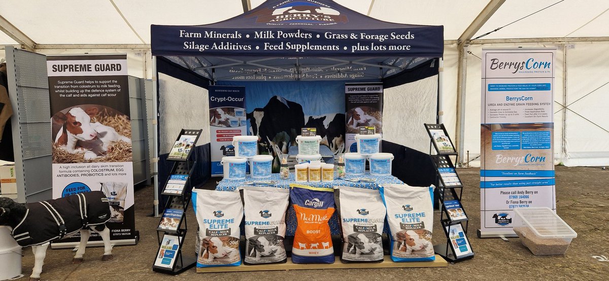 berrys_info's tweet photo. All set up and ready for the Dairy Show tomorrow. If you are coming,  please visit us on stand 240 in the Quantock Pavillion.  Andy and Fiona Berry. https://t.co/K3D02Iheaw