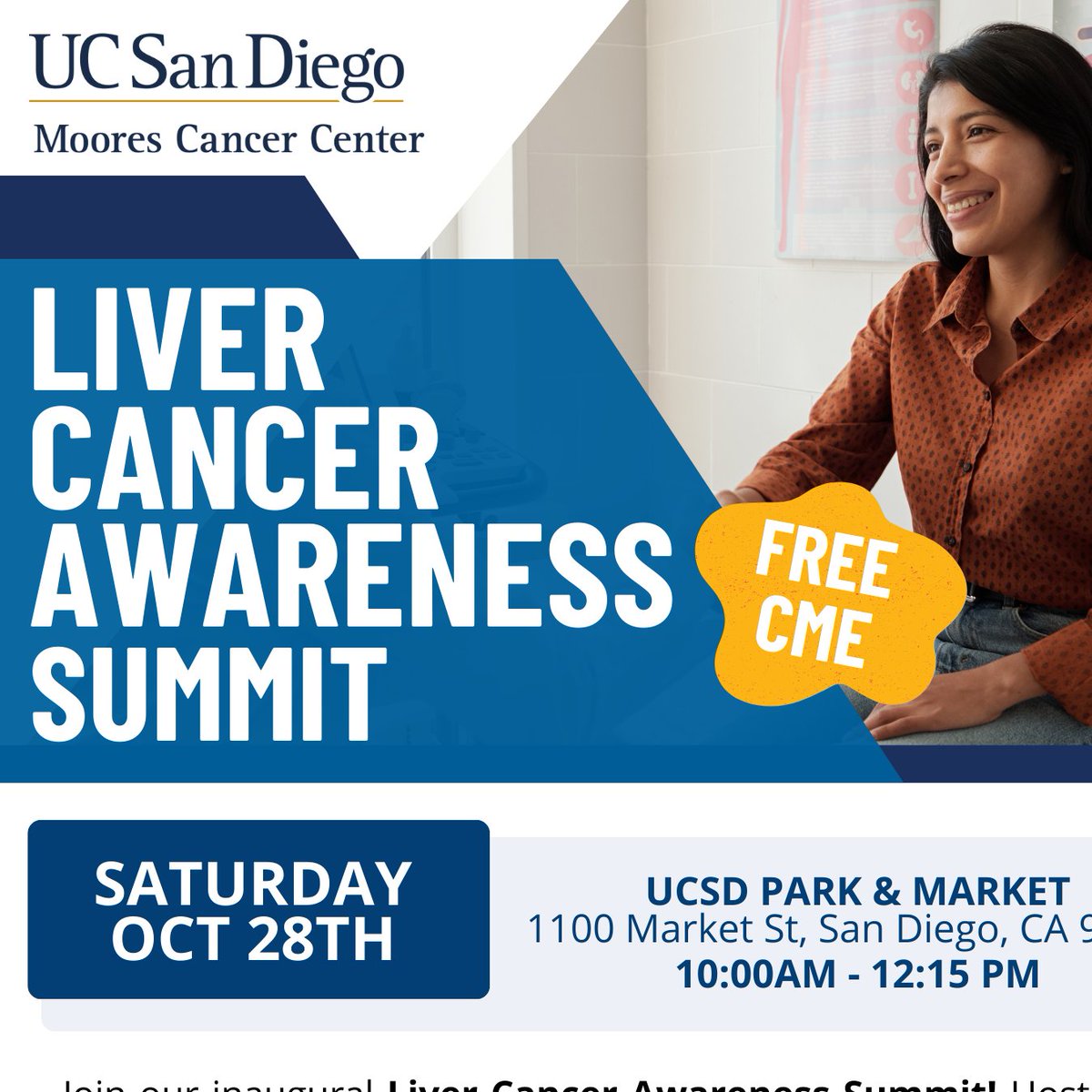 📢📢SAVE THE DATE (10/28)! Registration opens soon for our first #LiverCancerAwareness Summit at <a href="/UCSDPark_Market/">UC San Diego Park & Market</a>. This free CME is for providers, clinical staff &amp; public health practitioners to learn how we can address #LiverCancer in the SD-BC region. #LiverCancerAwarenessMonth