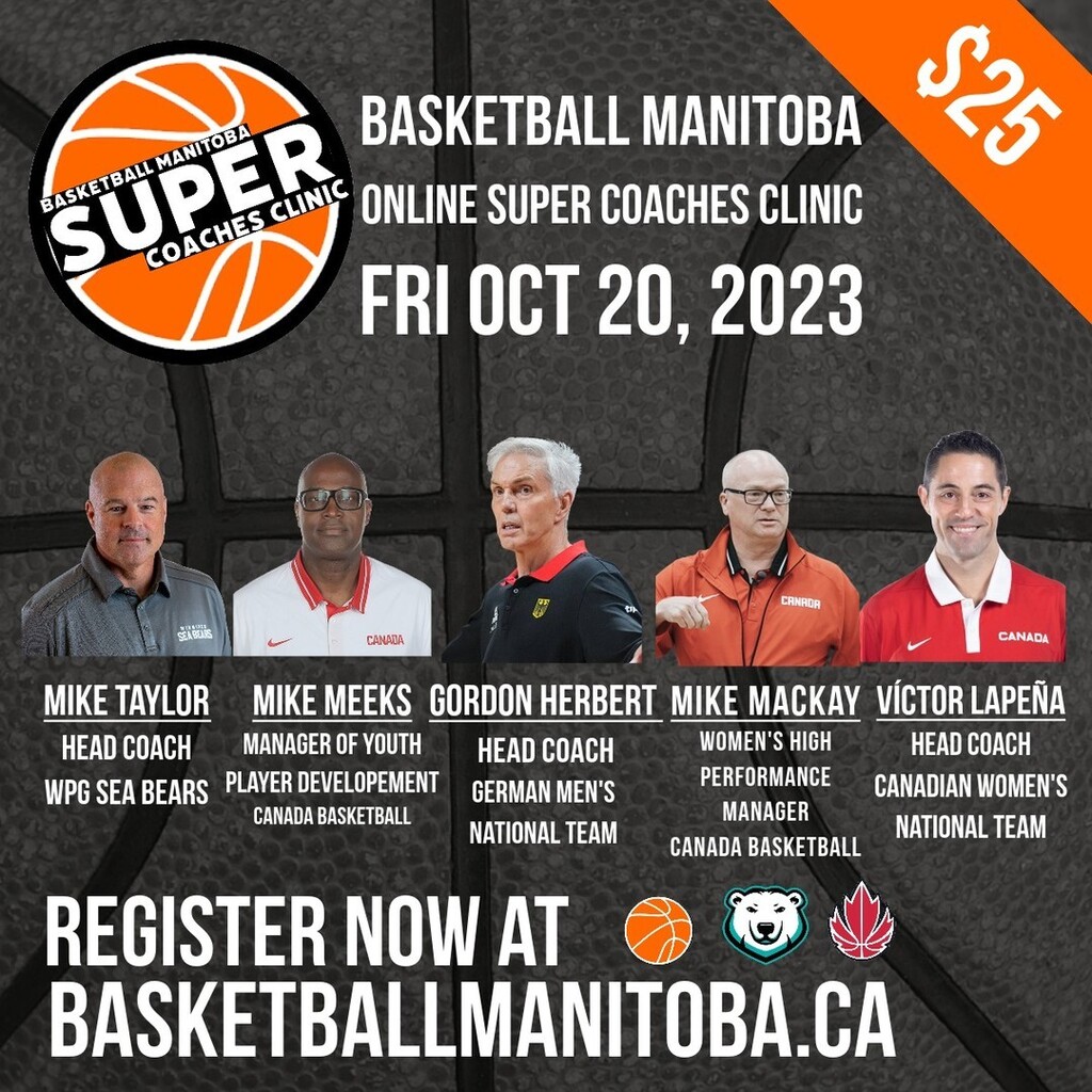basketballmb's tweet photo. Herbert. Lapena, Taylor, Meeks &amp; MacKay To Headline 2023 Basketball Manitoba Super Coaches Clinic Friday October 20 Online
• • •
Basketball Manitoba is excited to announce the details of its 14th annual 'Super Coaches Clinic' scheduled for Friday, Oc… https://t.co/tnAvrS2w3i https://t.co/yLN8BTWS1E