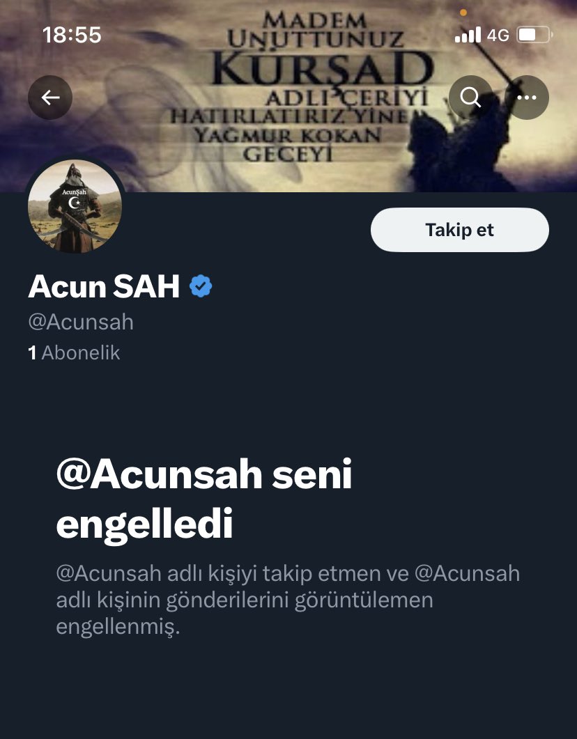 Sende yaşının adamı ol ordan orala laf taşıyıp, üstü kapalı konuşup derin devletçilik oynama kenar mahalle kevaşeleri gibi utanmadan laf taşıyorsun kart yavşak. @Acunsah adamım diye gez ortalıkta.