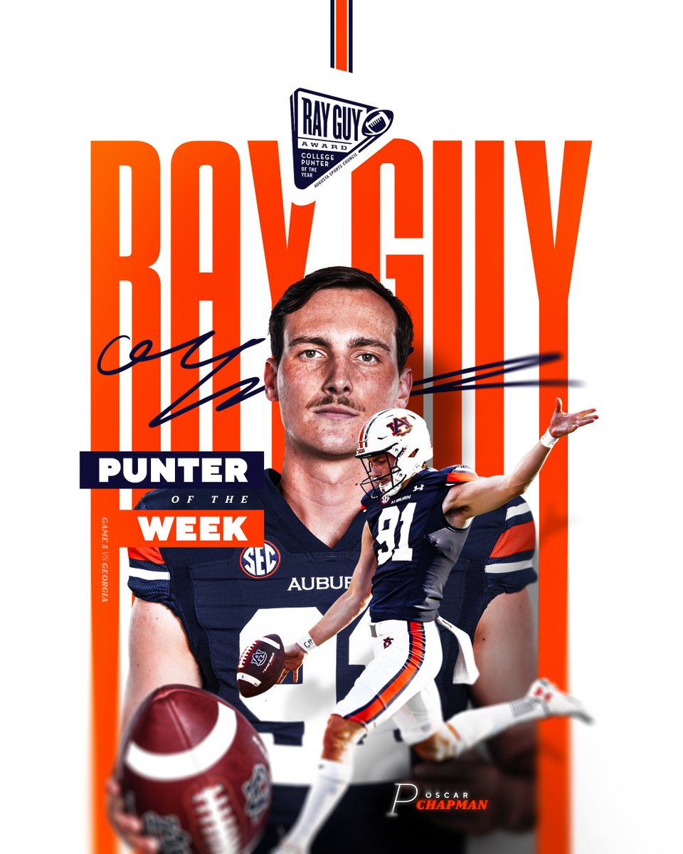 Auburn Football (@auburnfootball) on Twitter photo Best in the country ๐ฏ
<a href="/Oscar_Chapman1/">Oscar Chapman</a> has been named <a href="/RayGuyAward/">Ray Guy Award</a> ๐ฃ๐๐ป๐๐ฒ๐ฟ ๐ผ๐ณ ๐๐ต๐ฒ ๐ช๐ฒ๐ฒ๐ธ!
๐ฐ auburntige.rs/3LNa3Gy Best in the country ๐ฏ
<a href="/Oscar_Chapman1/">Oscar Chapman</a> has been named <a href="/RayGuyAward/">Ray Guy Award</a> ๐ฃ๐๐ป๐๐ฒ๐ฟ ๐ผ๐ณ ๐๐ต๐ฒ ๐ช๐ฒ๐ฒ๐ธ!
๐ฐ auburntige.rs/3LNa3Gy