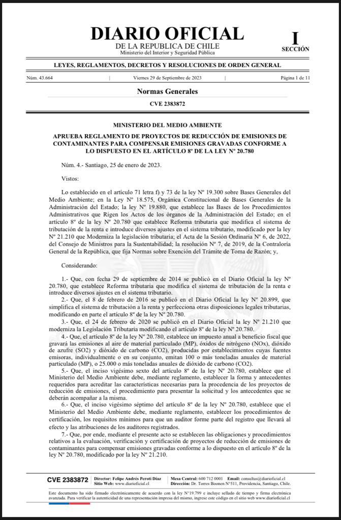 ¡Dimos un gran paso hacia un futuro sostenible!🤩

🤝Publicamos el Reglamento del Sistema de Compensación de Impuestos Verdes en el Diario Oficial.

Este sistema fomentará prácticas respetuosas con el medio ambiente y mejorará la calidad del aire. Conoce sus claves 👇