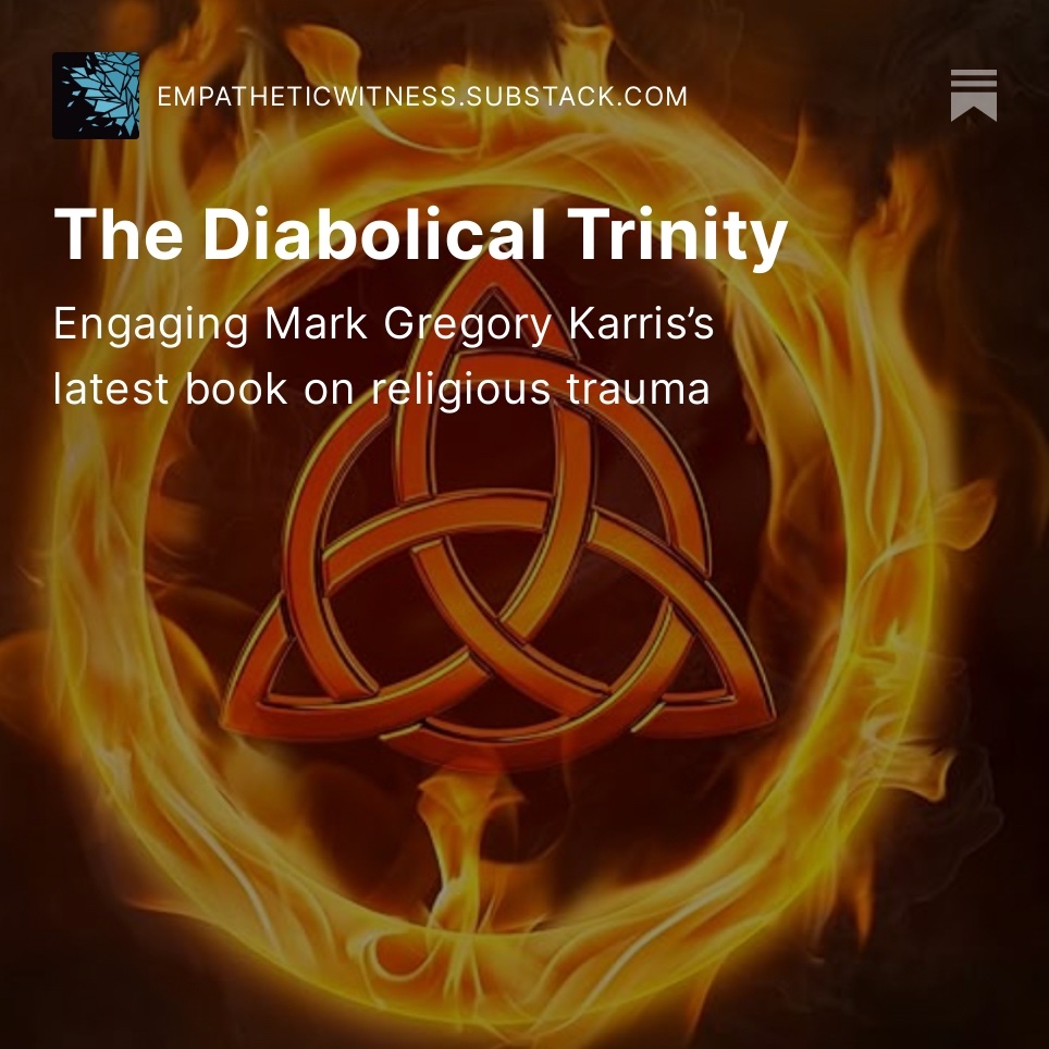 charleskiser's tweet photo. My newsletter this month is a review of Mark Gregory Karris’s new book Diabolical Trinity: Healing Religious Trauma from a Wrathful God, Tormenting Hell, and a Sinful Self. https://t.co/bhkQPJM0bn
