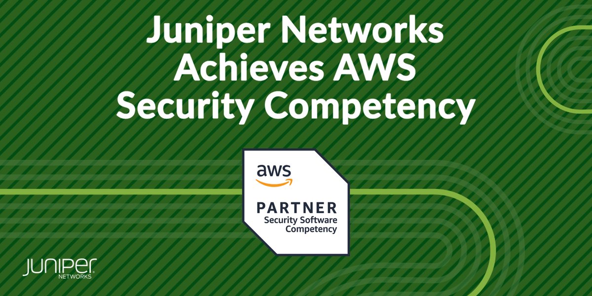 JuniperPartners's tweet photo. Juniper Networks has achieved the AWS Security Competency! This validation is a testament to our commitment to delivering top-notch security solutions for cloud environments. Read more in our blog. #awscompetency #awsmarketplace
https://t.co/UqNEh6MfD1 https://t.co/GJWunGMye6