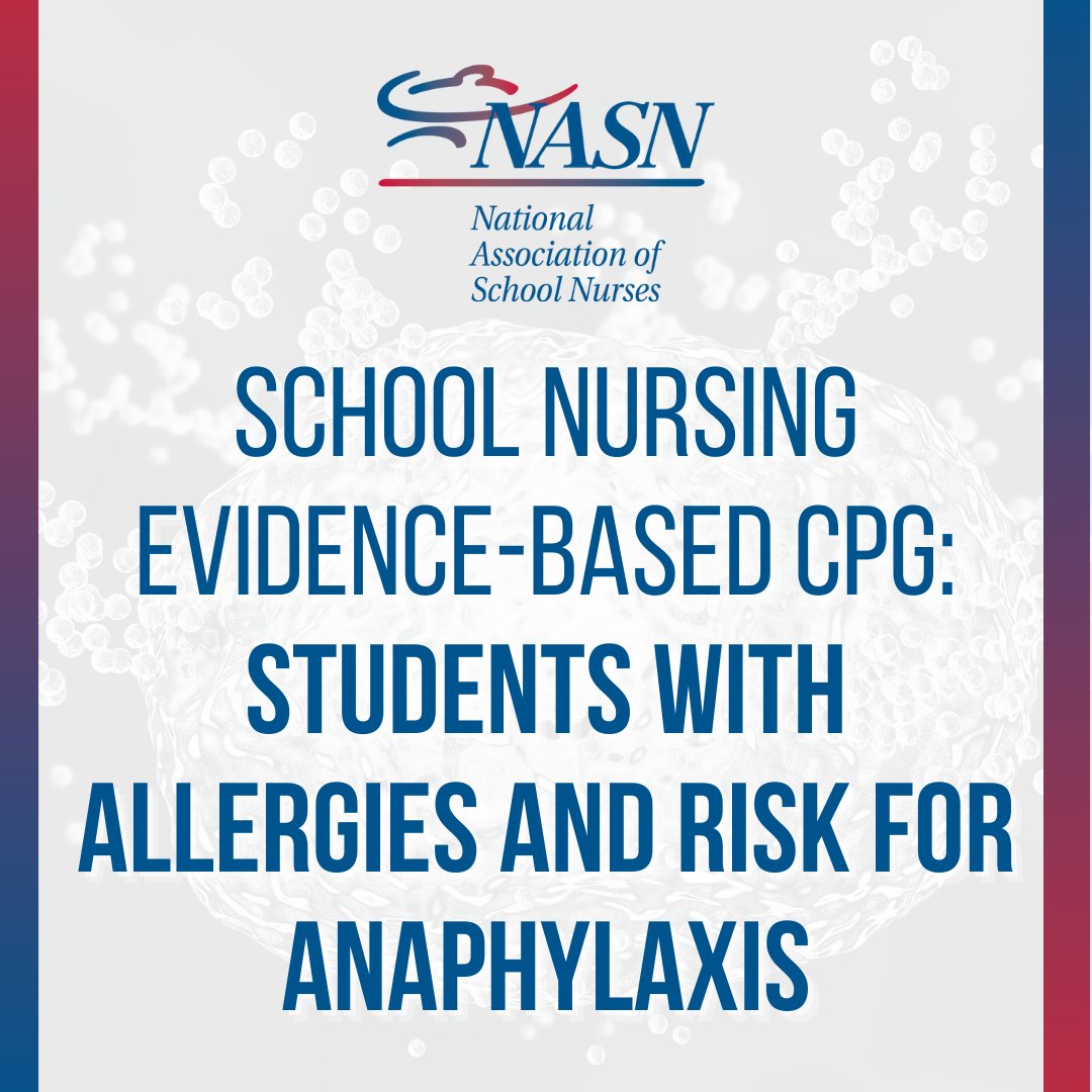 schoolnurses's tweet photo. NASN's School Nursing Evidence-Based Clinical Practice Guideline: Students with Allergies and Risk for Anaphylaxis is now available!
➡ https://t.co/3bh3lMkO3h 

#schoolnurses #allergies #anaphylaxis https://t.co/XxrDiCEetM