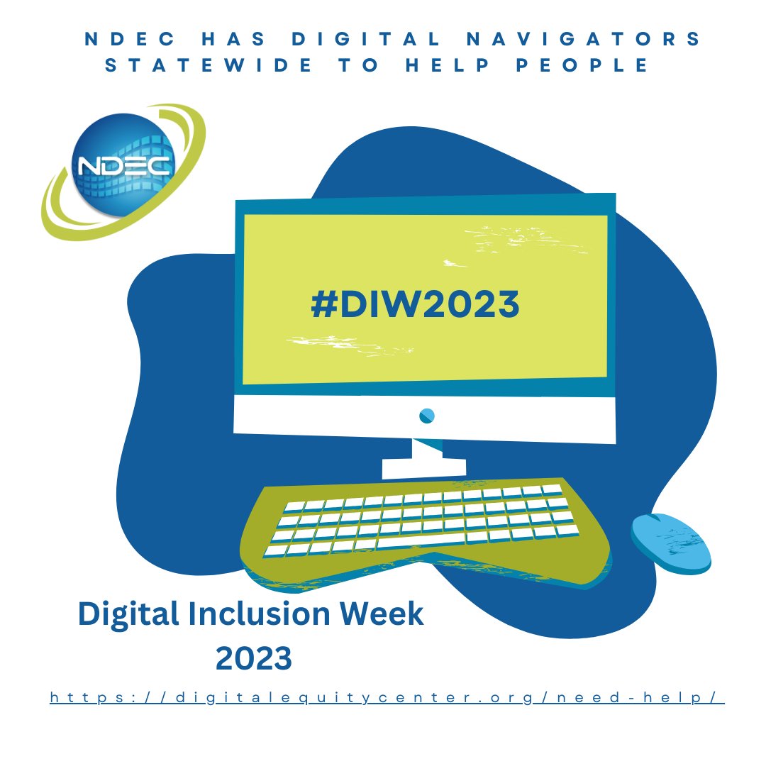 Digital Inclusion and Digital Equity include affordable internet access.  NDEC has Digital Navigators statewide to help people with this and other Digital Inclusion issues.  To request a Digital Navigator, go to: digitalequitycenter.org/need-help/
#DIW2023