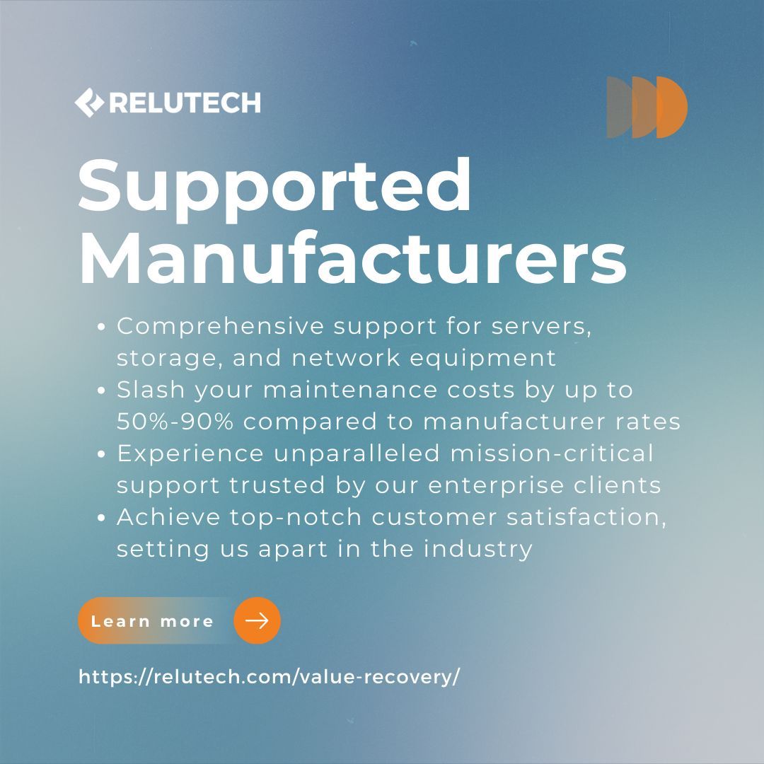 ReluTech's tweet image. Did you know ReluTech offers comprehensive server, storage, and networking support? We can help slash your maintenance costs and make your Q4 start on the right foot.