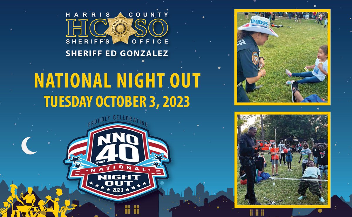 Tonight is National Night Out! Join us at one of our locations throughout the county. Build new relationships, and connect with our teammates and your neighbors! #HCSONNO2023 #NNO2023