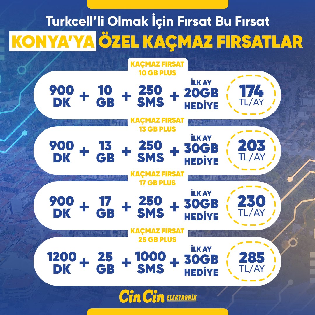 Turkcell'li Olmak İçin Fırsat Bu Fırsat

Konya'ya Özel Kaçmaz Fırsatlar

Tüm Bunlar ve Daha Fazlası Cin Cin Elektronik ve Cin Cin Mağazalarında Sizleri Bekliyor!

.
.
.
.
.
#electronic #cincinelektronik #turkcell #iletişimedairherşey #küçükevaletleri #apple #telefon