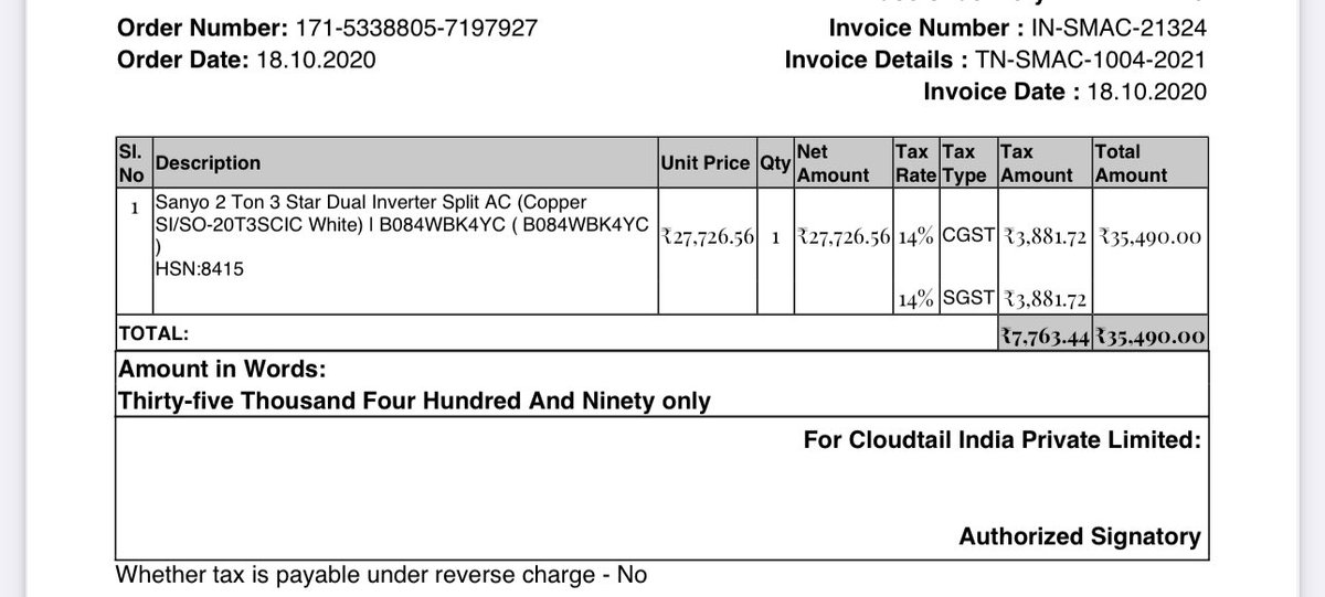 iam_ramiz's tweet photo. I purchased a 2Ton AC but the product that I got was 1.5Ton. It is very common that people forget to check the serial numbers unless there is any issue. Sadly the return window has expired and Amazon is not ready to help on this. #Amazonscam

@amazonIN @amazon @JeffBezos https://t.co/wDYu7yJ48o