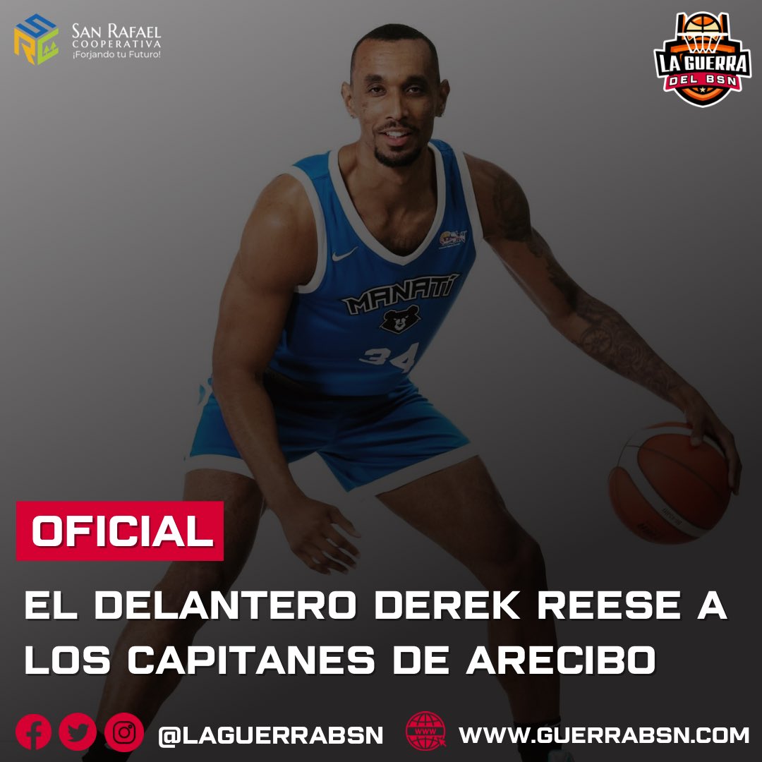 #BSNPR | OFICIAL: El agente libre y delantero Derek Reese firma con los Capitanes de Arecibo. 

📝 Pachy Rodriguez | Radio Once 1120AM