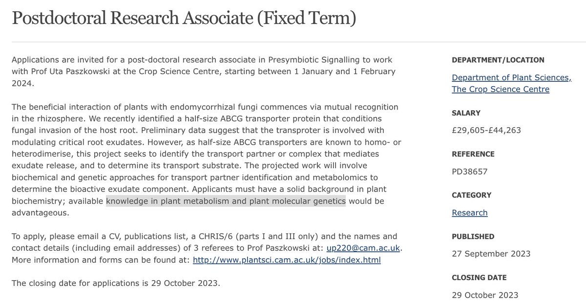 Calling all researchers interested in presymbiotic signalling 📣 ENSA partner organisation @CropSciCentre is seeking a Postdoctoral Research Associate with a background in biochemistry to join @CerealSymbiosis. Learn more and submit your application: bit.ly/3PXByjb