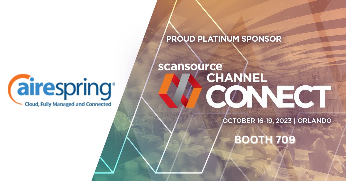 #TeamAireSpring is headed to the @ScanSource #ChannelConnect2023 event in Orlando FL., starting 10/16. Looking forward to networking with @IntelisysCorp partners and staff. Connect with #TeamAireSpring at booth 709 or schedule a meeting via email: meetingrequest@airespring.com.