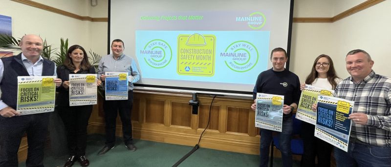 mainlinegroup's tweet photo. @mainlinegroup  COO Conor Hennessy officially launched our participation in this years Construction Safety Month today in the Mainline Place Boardroom. 

Pictured left to right; Conor Hennessy, Iratxe del Burgo, Sean McGann, Eamonn Lyons, Christine Kelleher, Keith Walsh https://t.co/HWaKGH9OUv