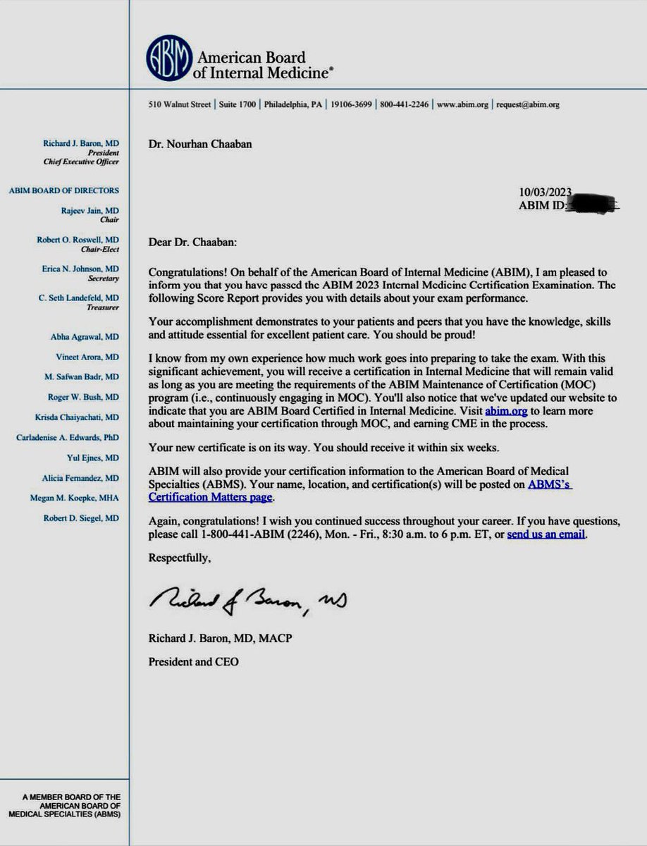 🎉 Exciting News! 🎉 I am thrilled to share that I am officially board certified in internal medicine! Thank you to my family, mentors, colleagues, and friends for their support on this journey. #ABIMCertified👩🏻‍⚕️ @KUSM_Wichita