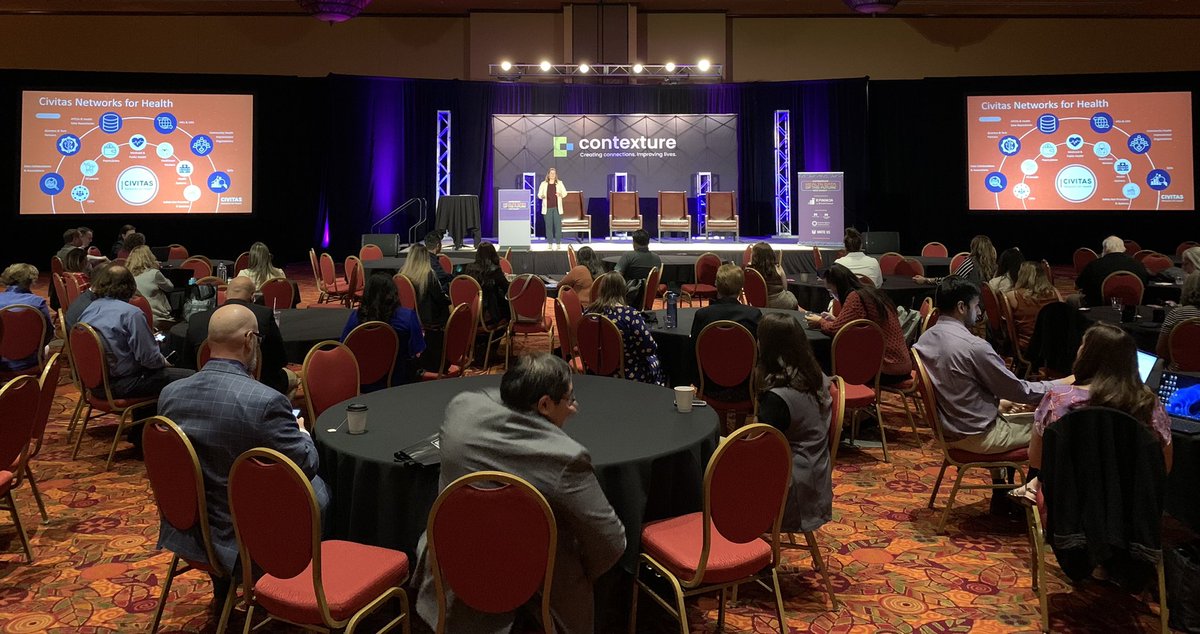ContextureHIT's tweet image. Kicking off the #Contexture2023Summit is @lisabari, CEO of @civitas4health,
with, “Health Data Utilities of the Future.”

She shared insights on #HDU that challenged attendees to think differently about leveraging clinical &amp;amp; non-clinical data to improve community wellness.