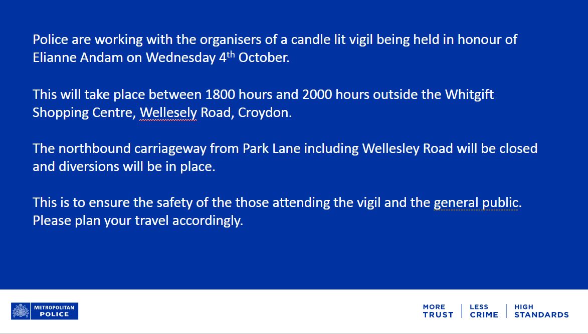 NB: The Met Police says the vigil will start from 6pm and officers are working with the event's organisers ⬇️