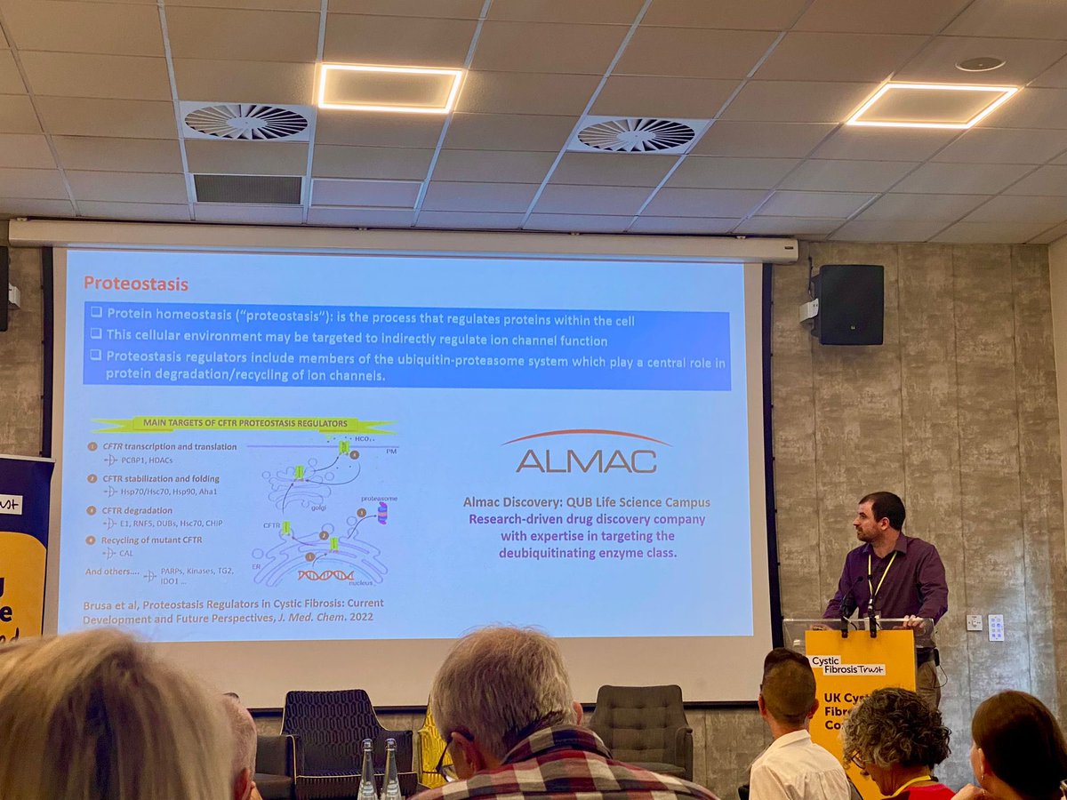 Prof_SLMartin's tweet image. Exciting work from @DrJamesReihill @pharmacyatQUB discussing deubiquitinases as novel therapeutic targets to modulate ion channel function in CF. #UKCFC  @cftrust @UKRI_News