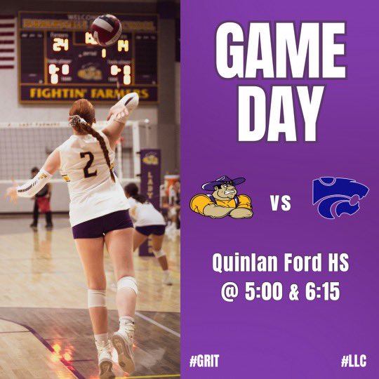 GAME DAY! Second round district starts today! 
*Quinlan has cancelled to JV2 match for tonight. 

🆚 Quinlan Lady Panthers
📍 Quinlan Ford HS
🗓️ Tuesday, October 3
⏰ JV1 5:00, Varsity to follow 
🎟️ Cash at the door

#GRIT #LLC