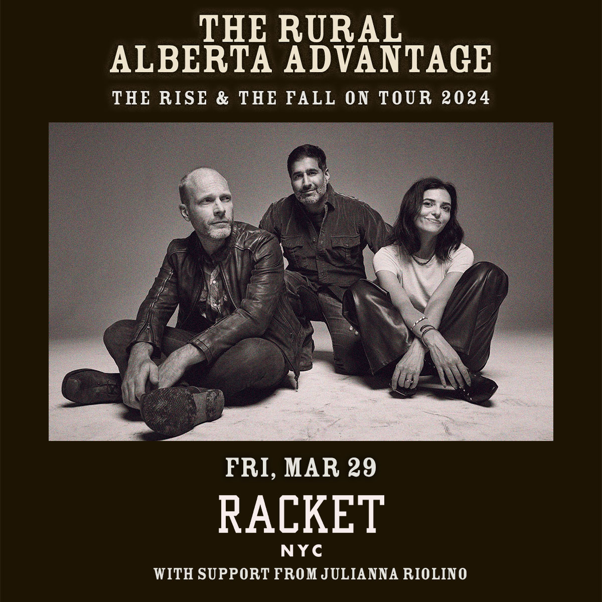 JUST ANNOUNCED: @ruralalberta take on the big apple with @jrjuliannasings at Racket on friday, March 29 🍎 tix on sale friday at 10am