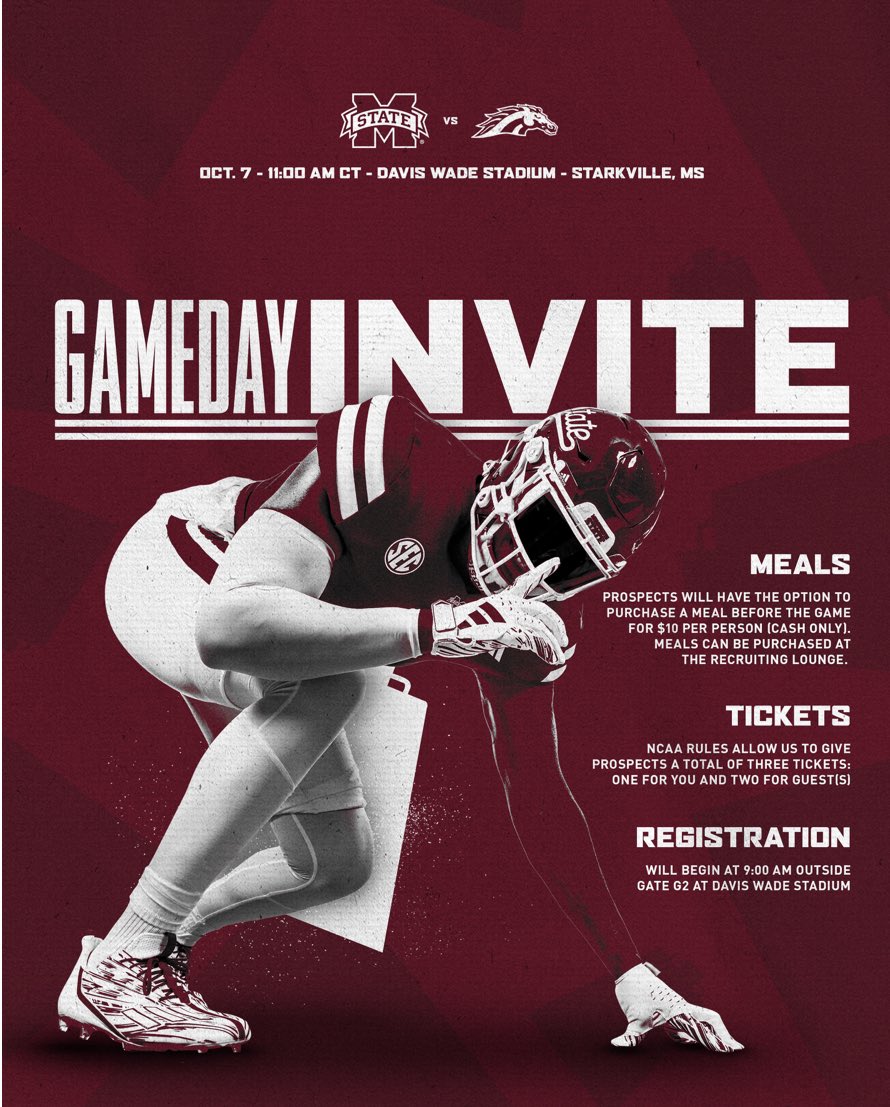 Blessed to be invited to Starkville this weekend. @msstate @MSStateFootball @recruitmeu @HallTechSports1 @HHSPatsFootball @AL6AFootball @foxsports_12 @PrepRedzoneAL @CStory808 🙏🏽🙏🏽🙏🏽