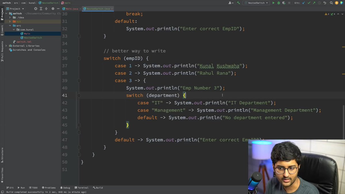 Sahilsher2710's tweet image. Day 61 of #75dayscodechallenge
📌 OK guys be honest
Today, I studied DSA for 2 hrs
>Lecture(switch statement)
1:20 hour
> Solve one problem
#10ODaysOfCode
#dsawithkunal #buildinpublic
#CodeNewbie #Weekday