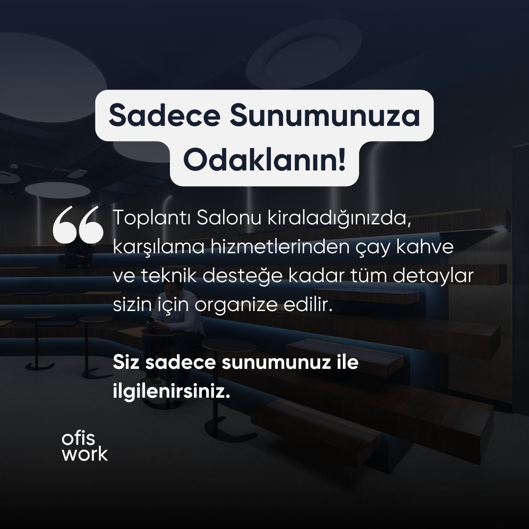 👔💼 Sadece Sunumunuza Odaklanın 📊🤝

Toplantı Salonu Kiraladığınızda, karşılama hizmetlerinden çay kahve ve teknik desteğe kadar tüm detaylar sizin için organize edilir 💪

🌐 Detaylar İçin: ofis.work

#toplantısalonu #seminersalonu #toplantısalonu #seminersalonu