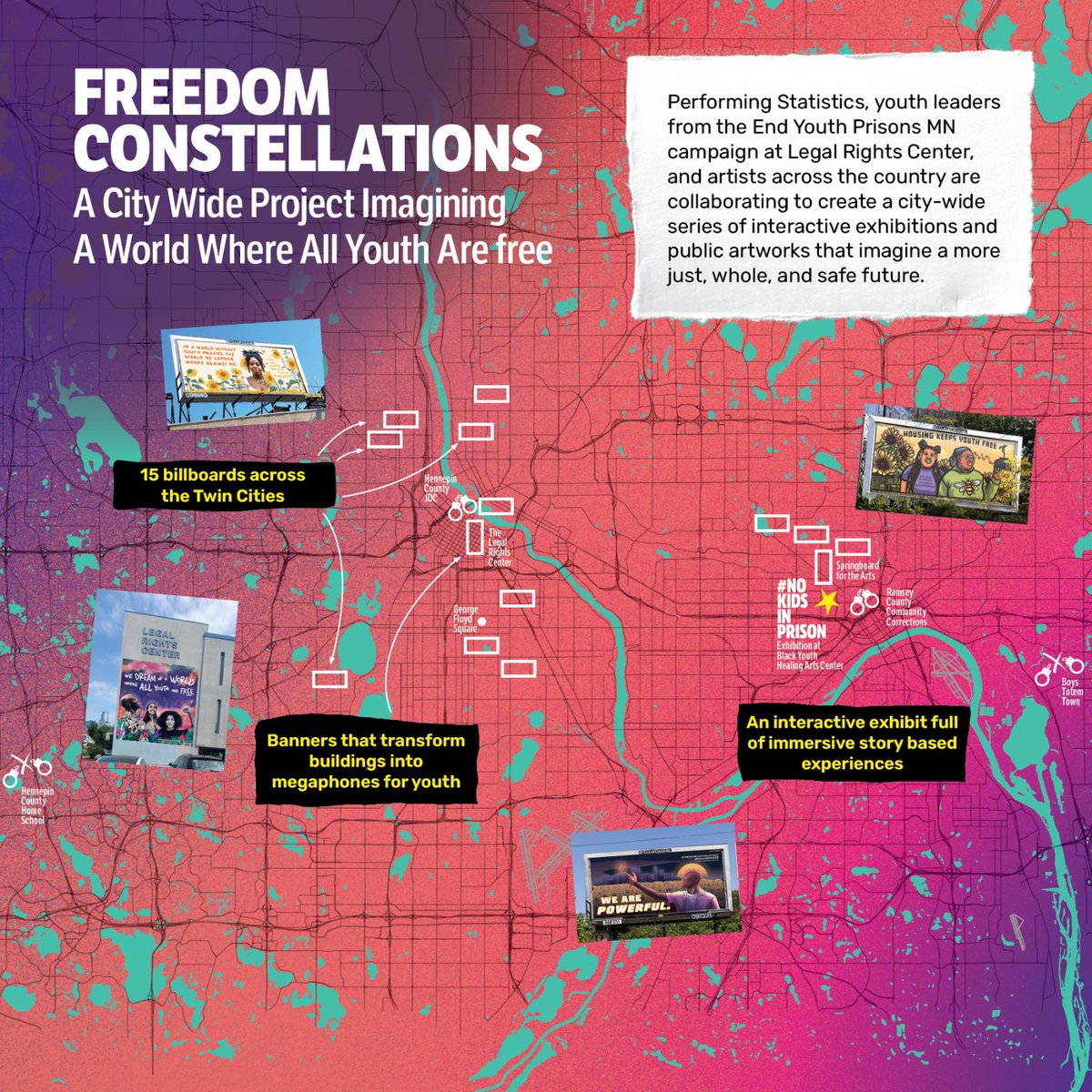 Have you seen a Freedom Constellations billboard around the Twin Cities?!

Find the cross-streets of a billboard near you on our website: legalrightscenter.org/nokidsinprison/

Tag us when you find one!