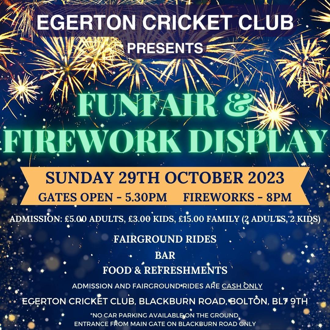 It’s that time of the year again…🎆
Get the date in your diary, it’s our annual Funfair and Fireworks spectacular. 

*Due to the sheer numbers last year we will be employing security for the evening to ensure everyone’s safety. Bags and coats may be checked on entry.