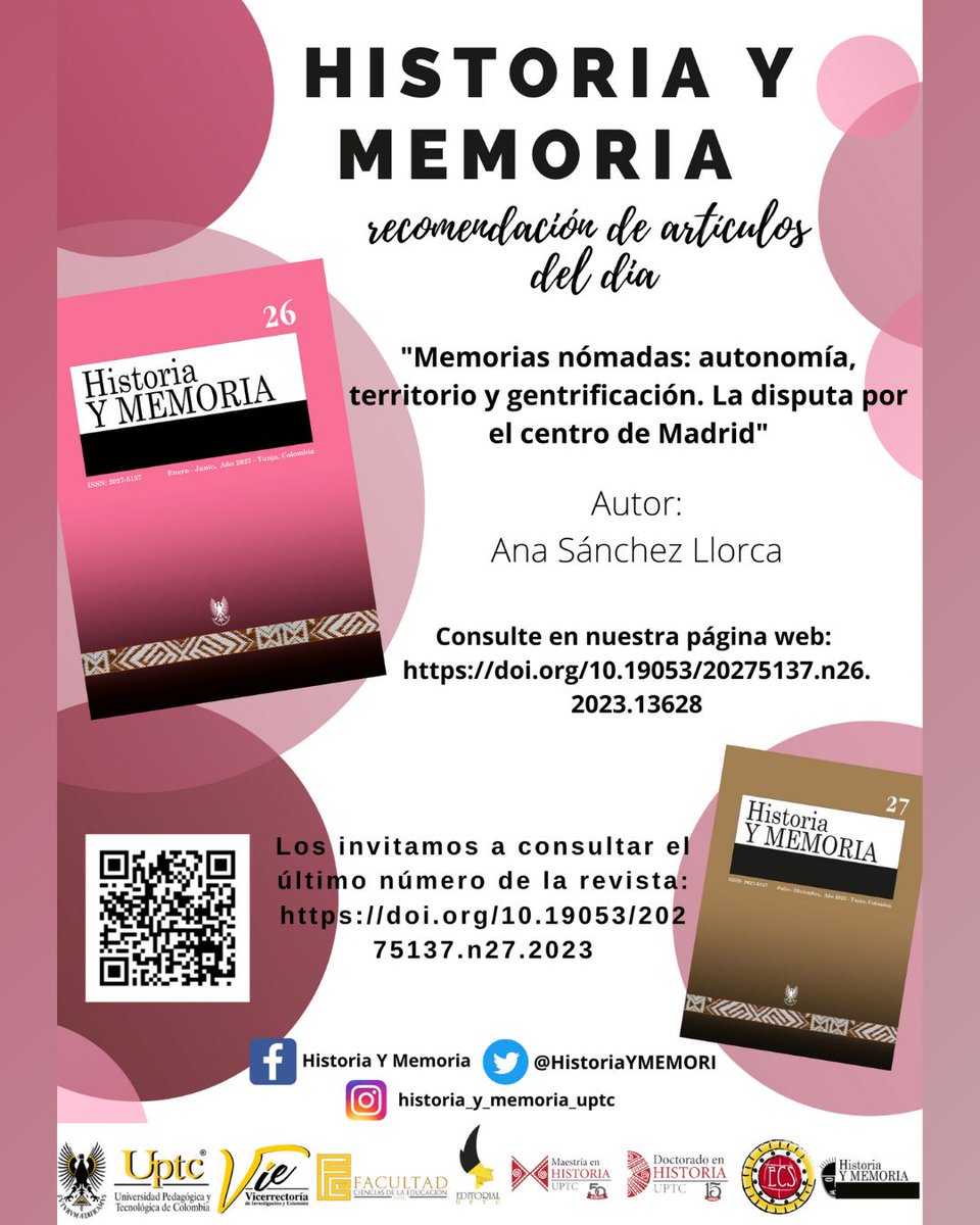 #HistoriayMemoria Los invitamos a leer nuestro artículo recomendado del día.
Enlace artículo: doi.org/10.19053/20275…