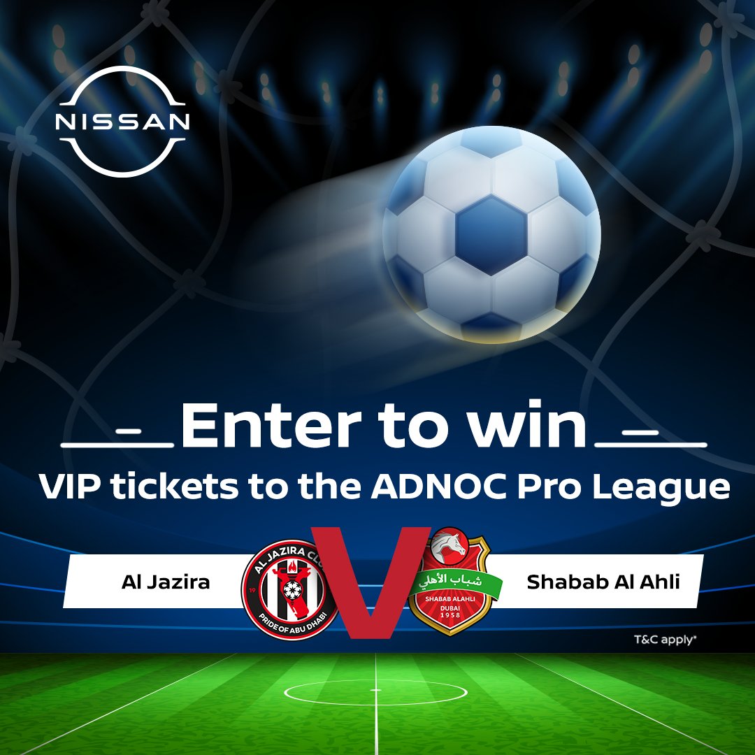 NissanAbuDhabi's tweet image. 💥#AlJaziraFans, this one's for you! Win 2 #VIPtickets to cheer for @al_jazira_fc on October 7, 2023, 8:00pm at #MohamedBinZayedStadium. Join us for an unforgettable night as we aim for victory!! 📷