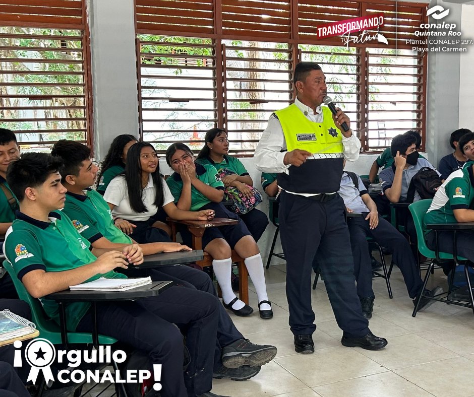 ConalepPlaya's tweet photo. Nuestros Jaguares Negros participan en charla de ❞𝗘𝗱𝘂𝗰𝗮𝗰𝗶𝗼́𝗻 𝗩𝗶́𝗮𝗹❞ a cargo de personal de la Dirección de Seguridad Pública y Tránsito del Municipio de Solidaridad ¡𝗚𝗥𝗔𝗖𝗜𝗔𝗦📷 https://t.co/vkeeAUS2pZ