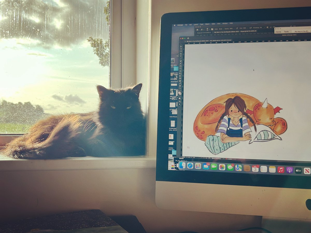 My cat Bear with Syrian illustrator Sirsa Othman’s beautiful reimagining of Ario and Sara. This year we have been working with a Syrian author, illustrators and WHO Syria to create a “My Hero is You” for survivors of earthquakes in Syria, Turkey and Morocco. 

Almost there 💜