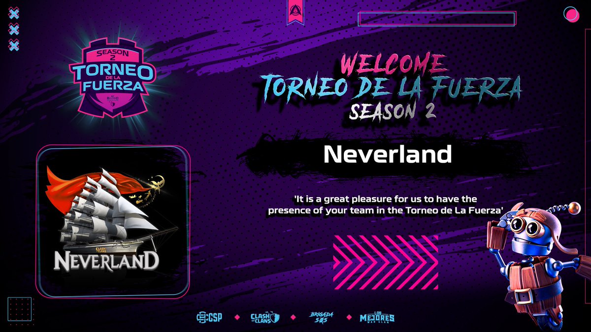 Neverland_Clash's tweet photo. Nos sentimos muy honrados por la oportunidad de participar en este lindo torneo una vez más! 💥
Gracias @BulmaId ahí estaremos dando lo mejor 💜 https://t.co/OYXRpopvMm