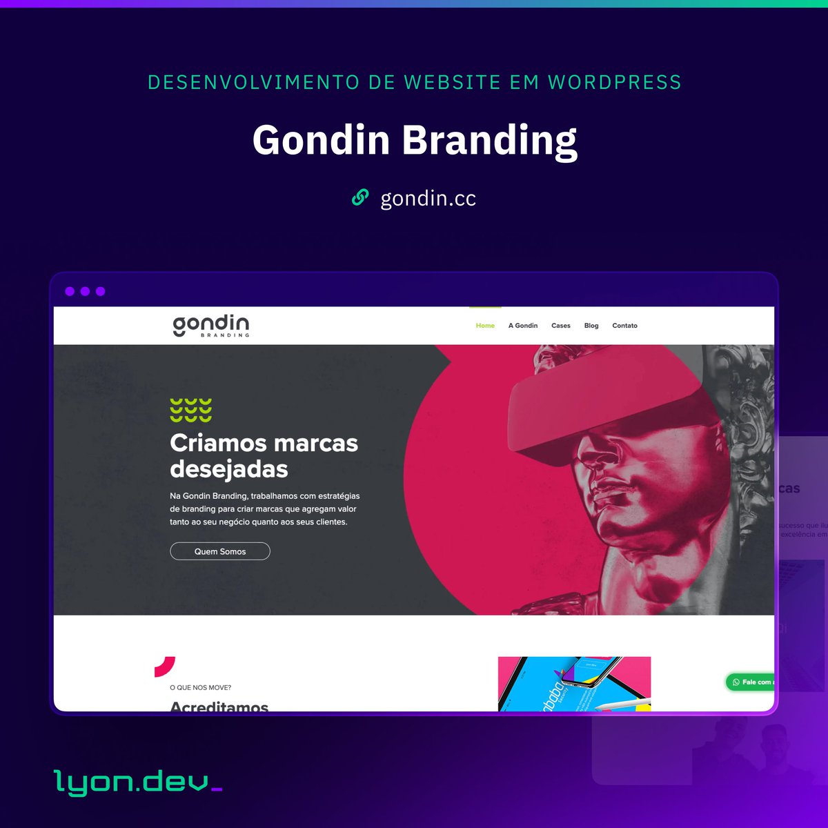 Desenvolvi o site da Gondin Branding e vim aqui compartilhar esse projeto feito totalmente em WordPress!

Conseguimos uma nota 100 no pagespeed do Google. 🚀🌐

Dê uma olhada de perto: gondin.cc

#DesenvolvimentoWeb #WordPress #PHP #jQuery #Bootstrap